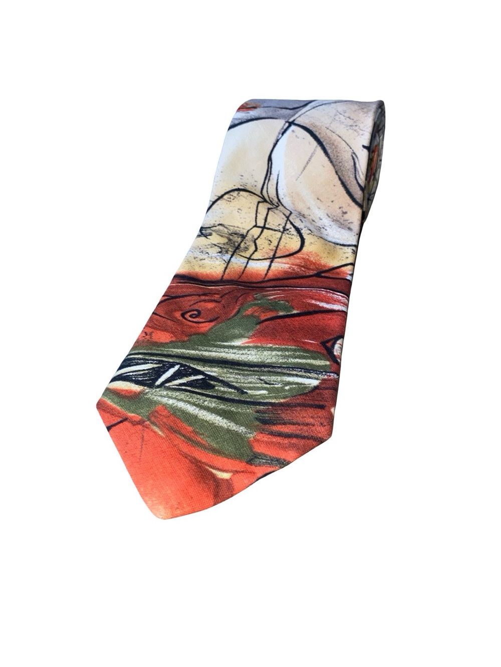 Vintage 90s Vertigo Abstract Art Print Necktie 100% Cotton Retro Maximalist Tie